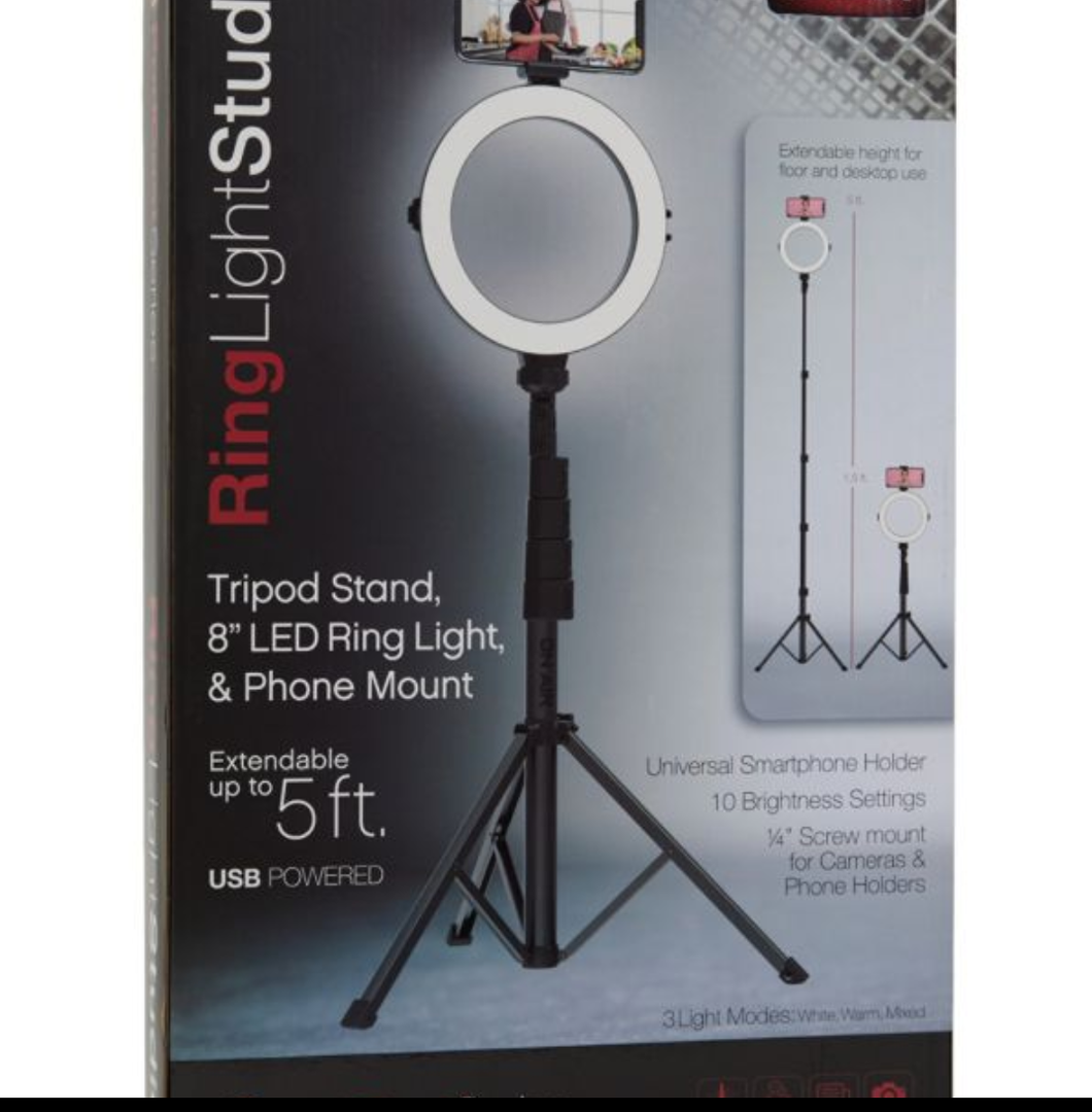 8" Ring Light Studio Pro Light, Tripod & Phone Mount Set