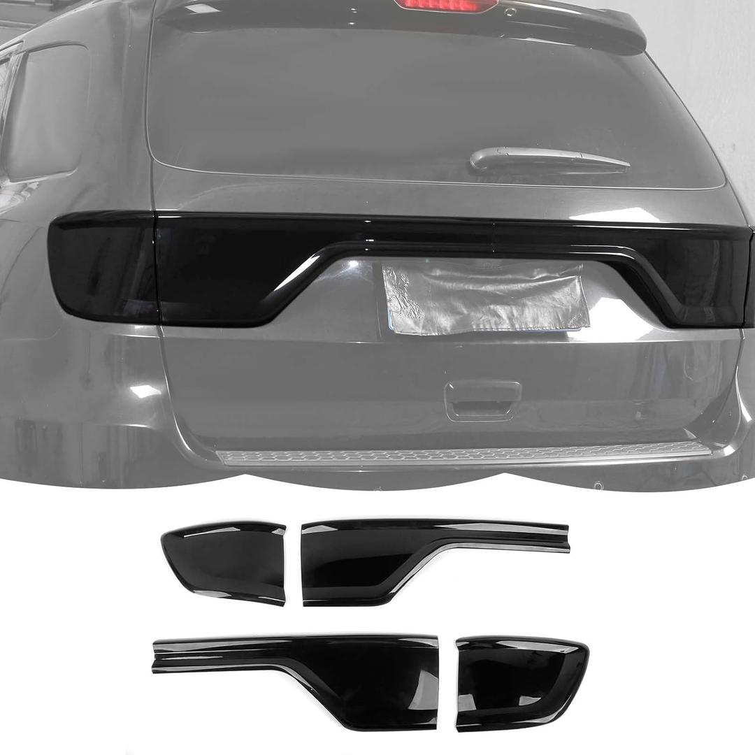 RT-TCZ Smoked Black Tail Light Lamp Cover Guard Trim Decoration Exterior Accessories Compatible with Dodge Durango 2014-2024