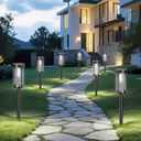 12 Pack Solar Lights Outdoor Waterproof for Garden Walkway Pathway Lawn Yard Decorative Modern Landscape Lighting. (Cool White Light, 12)
