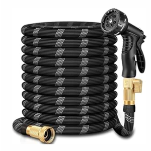 50 ft Garden Hose, Non-Expandable Lightweight All-Weather Water Hoses, Ultra Durable and Flexible Garden Hose with 10-Function Spray Nozzle, Leak-Free Connections Garden Hoses for Yard, Lawn,Outdoor