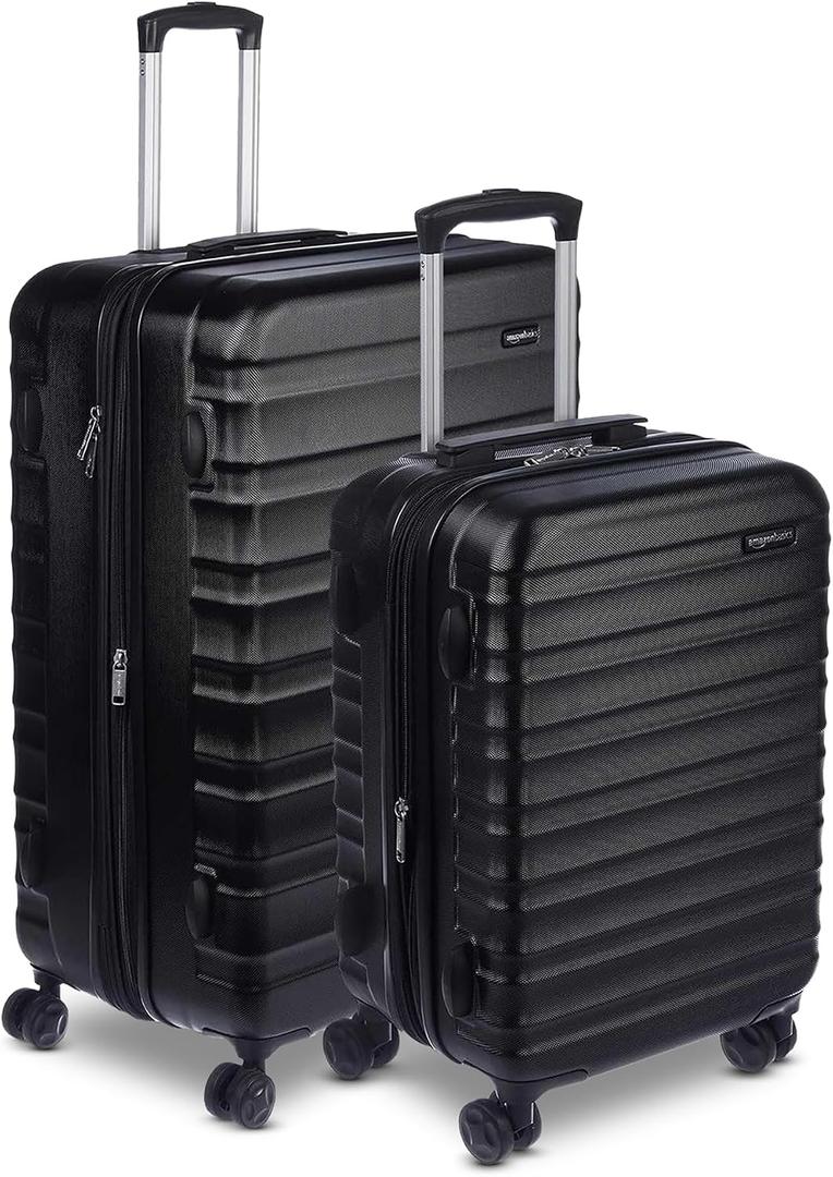 Amazon Basics 2-Piece Hardside Luggage Set (21" Carry-on, 30"), Expandable Suitcases with Spinner Wheels, Scratch-Resistant Surface, Black