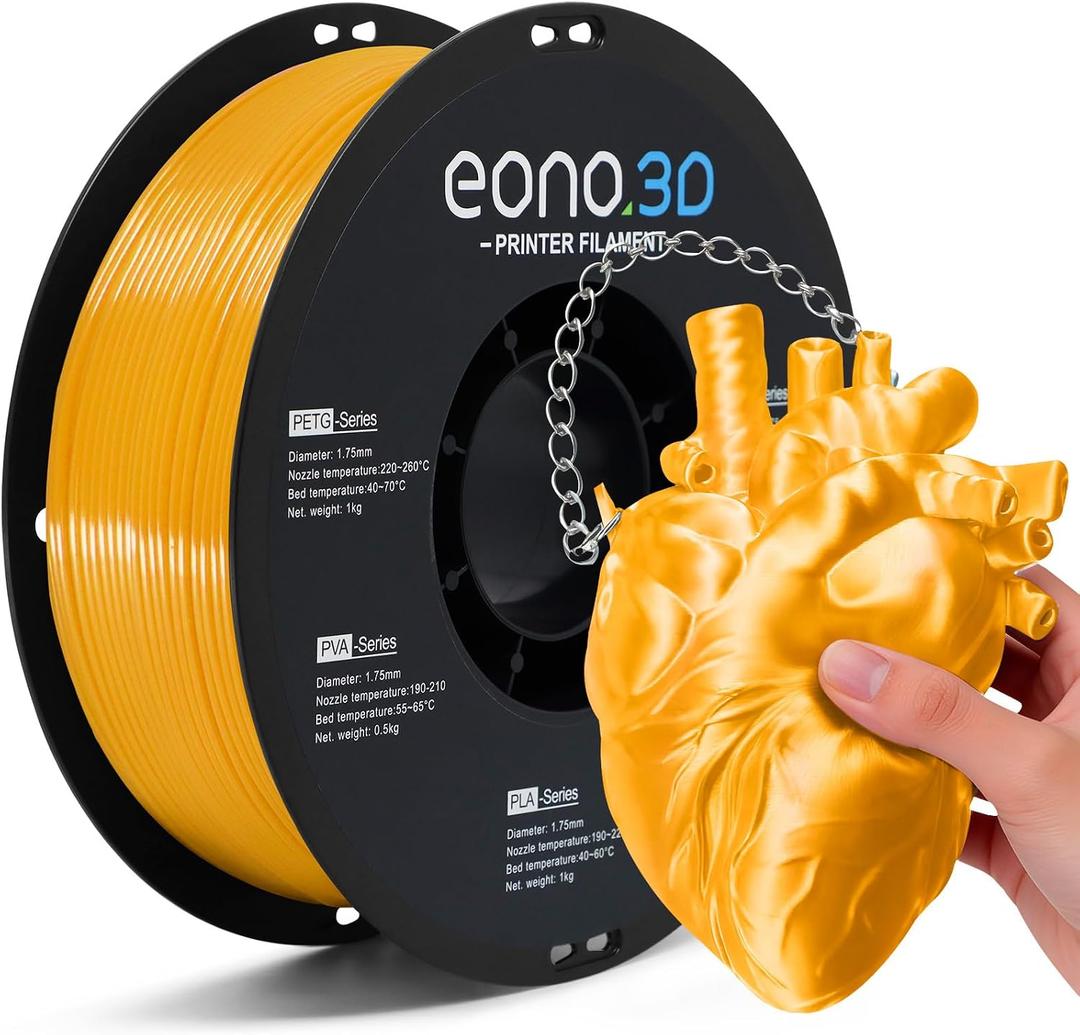 Silk TPU Filament 1.75mm, 1kg Flexible & Glossy as Silk, Shore 95A TPU Silk Gold, Soft Yet Durable for Fashion, Decor & Functional Parts, Vacuum Sealed