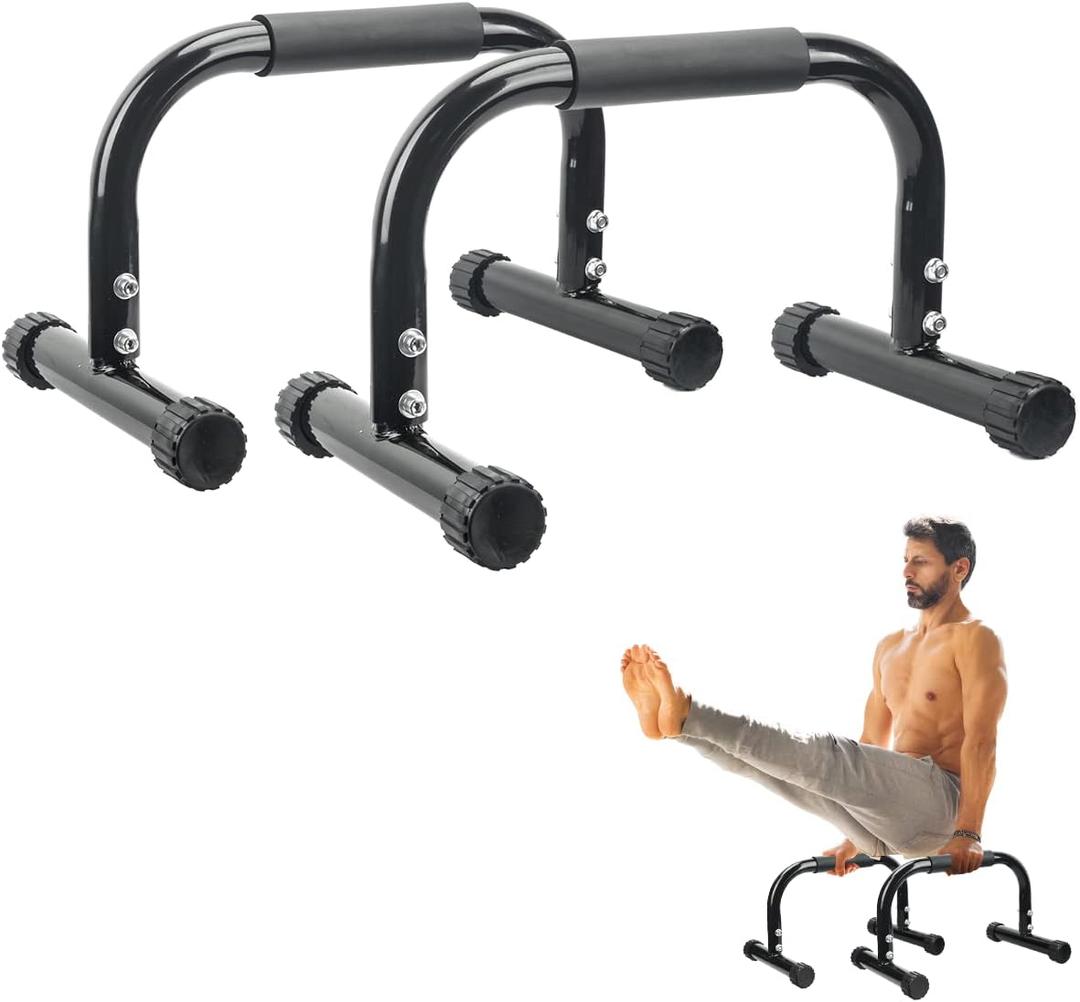 AmazeFan Parallettes Bars, Push Up Bars Strength Training For Handstands, Full Planche & Dips, Calisthenic, Gymnastic, [16.6x10x10in] Push Up Stands Handle for Floor Workouts Calisthenics Equipment (Black)