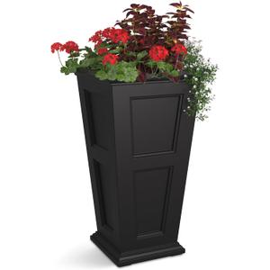 Mayne Fairfield 40-Inch Tall Planter  Weather-Resistant Indoor/Outdoor Garden Pot for Flowers, Patio, Porch, and Entryway, Durable Design (Black)