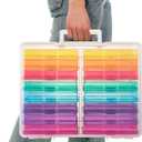CraftGenes Photo Storage Box, Colorful 16 inner 4''6'' Craft Organizers and Storage with Handle for Photos, Pictures, Craft, Sewing Supplies, Card Organizer&Sticker Storage