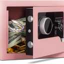 Digital Electronic Money Safe, Steel Security Lock Box with Keypad, Office Hotel Business Jewelry Gun Cash Safe, 0.23 Cubic Feet, 9.06" W x 6.69" D x 6.69" Hpink