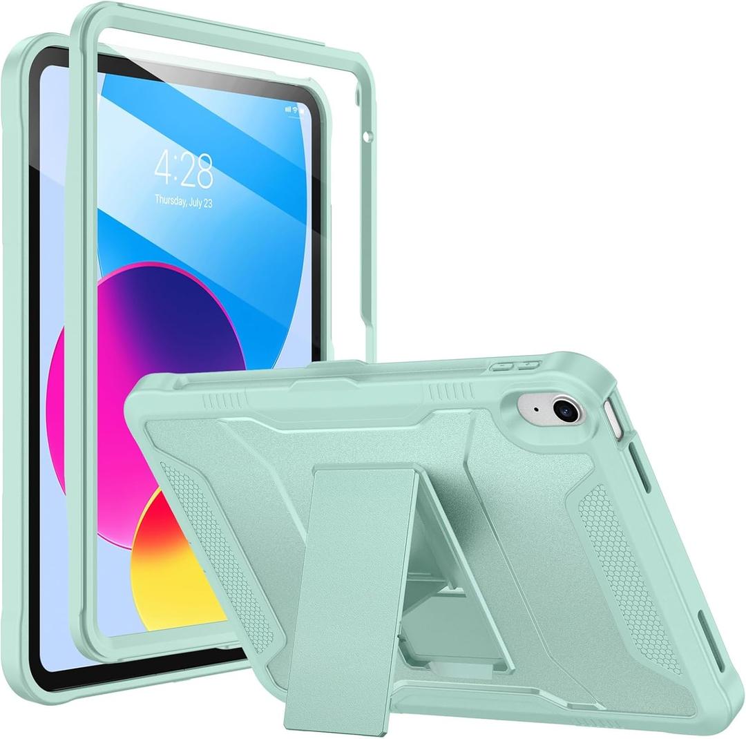 Soke Case for iPad (A16) 11th Generation 11-inch 2025, iPad 10th Generation 10.9-inch 2022, with Built-in Screen Protector and Kickstand, Rugged Full Body Protective Cover - Green