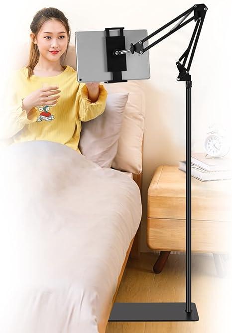 SAMHOUSING Tablet Floor Stand, Adjustable Universal 360degree Rotatable Metal Tablet Holder, Phone Stand for iPad/iPhoneX/iPad Pro or Other 4.7~12.9 InchScreen Devices (Black)