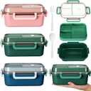 Hushee 3 Pack 42 oz Bento Lunch Box First Day of School Back to School 2 Layers 3 Compartments Bento Plastic Box for Adults, Microwave Dishwasher and Freezer Safe Lunch Snack Containers and Cutlery