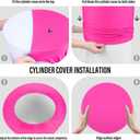 LEBENGURU 3Pcs Cylinder Pedestal Stand Covers Fushia, Round Spandex Display Pedestal Covers, Elastic Cloth Plinth Pillar Cover for Parties Wedding Birthday Event Decor Props (Only Covers)
