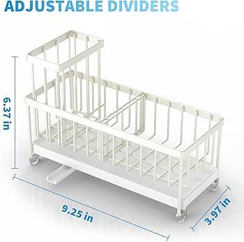 Cisily Sponge Holder for Kitchen Sink, Sink Caddy Organizer with High Brush Holder, Kitchen Countertop Organizers and Storage Essentials, Rustproof 304 Stainless Steel (Cream, 9.25″)