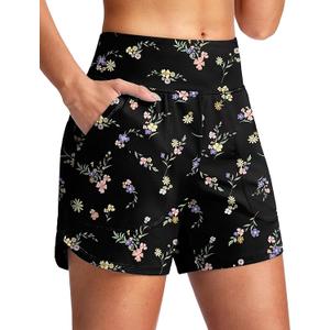 Gradual Women's 5" Swim Board Shorts Quick Dry High Waisted Beach Shorts for Women Swimsuit Bottoms with Liner Pockets, Size: 2XL