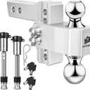 METOWARE Adjustable Trailer Hitch - Aluminum Tow Hitch Fits 2-Inch Receiver - Heavy Duty Drop Hitch with 4-Inch Drop/Rise for Truck (14,000 LBS GTW), Double Stainless Steel Locks & Hitch Pin