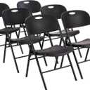 Amazon Basics Sturdy Foldable Portable Plastic Chair, 350-Pound Capacity, Supportive Seating for Events, Space-Saving, Black, 6-Pack