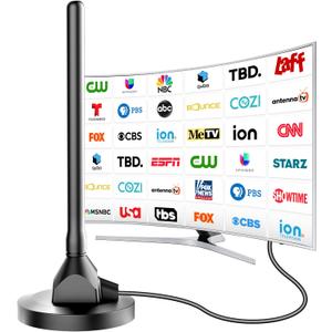 Digital Antenna for Smart TV Indoor, TV Antenna for Local Channels, TVs Antenna Indoor with Strong Magnetic Base,360 Reception HD Antenna for T V Indoors 4k, Antenna Fort T Vs (6.6 in)