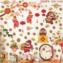 2026 Chinese New Year Window Cling,Lunar New Year Wall Sticker,Vinyl The Year of The Horse Window Cling,Spring Festival Wall Decal,God of Wealth Blossom Lantern Sticker for Glass Home