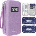 suzamed Insulin Cooler Travel Case,EVA Insulation Travel Medicine Kit with Temperature Display for Diabetes Care,Insulin Pen and Other Diabetic Supplies (Purple-Temp)