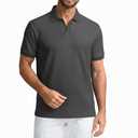 SAMERM Mens Knit Polo Shirts Short Sleeve Textured Casual Polo Shirt Fashion Stylish Lightweight Breathable T Shirt for Men Gray, XL