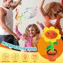 Easfan Singing Dancing Sunflower Talking Toy Electric Musical Plush Repeat What You Say Funny Speaking Interactive Toy Birthday for Kids, 14"