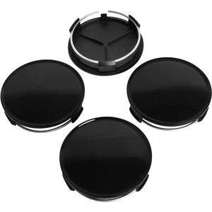 KitsPro 2.9Inch 75MM Wheel Center Caps, Pack of 4 (Gloss Black, Outer 75MM, Inner 73MM)