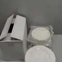 U-QE 100 Pieces Ivory Plastic Plates for Party - Ivory Disposable Plastic Plates - Heavy Duty Disposable Platos Including 50 Dinner 10 '' & 50 Dessert 7.5 '' for Weddings