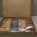 Astercook Deep-Carbonized Bamboo Cutting Boards for Kitchen with Wood Storage Stand, Reversible Charcuterie & Chopping Boards with Juice Grooves and Easy-Grip Handles, Knife-Friendly, Kitchen Gift