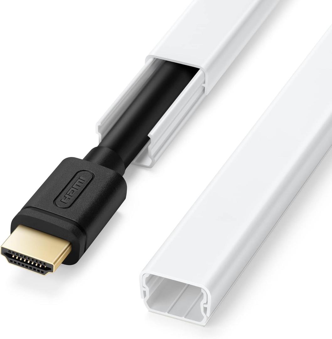 Cord Hider for One Cord, 102in Cable Hider, Paintable Wire Covers for Cords Wall, PVC Wire Hider, Single Cable Raceway for A Thick Extension Cord, Wall Cord Concealer, 6xL17in W0.59 H0.4in, White Cord Hider for One Cord, 102in Cable Hider, Paintable Wire Covers for Cords Wall, PVC Wire Hider, Single Cable Raceway for A Thick Extension Cord, Wall Cord Concealer, 6xL17in W0.59 H0.4in, White