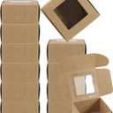 PATIKIL 3"x3"x1.5" Paper Soap Box with Window, 30 Pack Homemade Soap Boxes Square Presents Packaging Boxes for Birthday Christmas DIY Craft, Brown