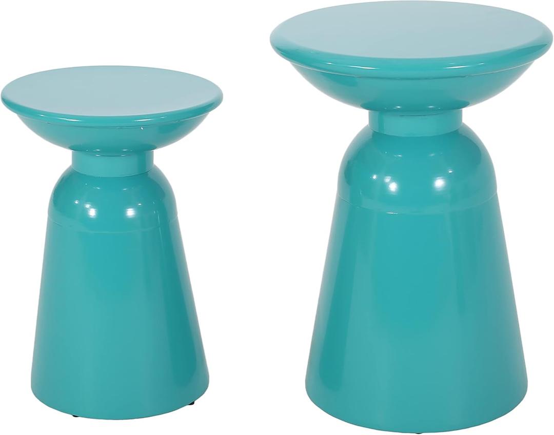 Christopher Knight Home Pelon Outdoor Side Tables - Teal (Set of 2)