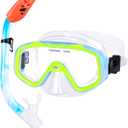 Kids Snorkel Set, Children Anti-Fog Diving Mask Swimming Goggles Dry Top Snorkel Equipment Snorkeling Packages Swimming Gear for Youth Boys Girls Age 5-10