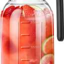 64oz Glass Pitcher with Lid, 2 Quart Mason Jar Pitchers with Lid and Spout, Wide Mouth Breast Milk Pitcher Glass Jug Sun Tea Pitchers, Cold Brew Coffee pitcher, Fridge Container for Water, Juice, Tea (Black)