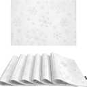 HARORBAY White Placemats Set of 6, Silver Snowflake Placemats for Dining Room Kitchen Party Winter Holiday, Heavy Weight Soft Farmhouse Place Mats (Icey Serie, 13 x 19 Inch)