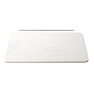 Stone Bath Mat Diatomaceous Earth Shower Mat Non-Slip Super Absorbent Diatomite Stone Mats for Bathroom Floor/Ktichen Cuonter Quick-Drying Easy to Clean (24''*16''White)