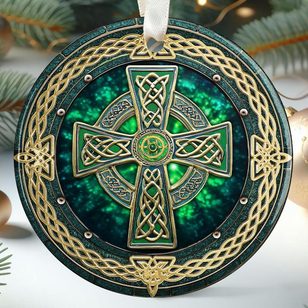 Irish Christmas Ornaments, Ireland Christmas Ornament 2025 - Ireland Notre Dame Ornament for Tree - Irish Gifts for Women, Blessing Cross Gifts - Ceramic Ornament 2025