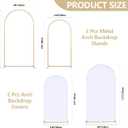 Gold Arch Backdrop Stand Set of 2 With White Cover (7.2FT+6FT) Metal Arched For Wedding Christmas Birthday Party Baby Shower Ceremony Event Decor