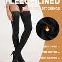 MERYLURE Warm Thick Thigh High Socks, Fleece Lined Stay Up Lace Top Stockings, Winter Tall Long Women Boots Leg Warmers (X-Large-XX-Large, Black)