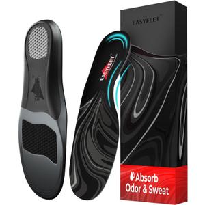 Premium Orthotic Insoles for Men Women - High Arch Support Shoe Inserts for Plantar Fasciitis Pain and Leg Fatigue - All Day Comfort with Odor Control Shock Absorption (M (Men 9-10.5/Women 10-11.5), Black)