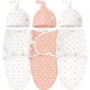 KeaBabies 3-Pack Swaddles for Newborns, Girls, Boys with Hats - Organic Soft Baby Sleep Sacks, Breathable Baby Swaddle 3-6 Months Beanies Set, Premie Infant Sleep Sack 0-3 Months (Butterflies) (One Size)