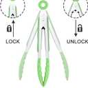 Mini Tongs with Silicone Tips 7 Inches Silicone Cooking Tongs, Set of 3 (Green)