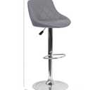 Zlinke Set of 2 Adjustable Bar Stools PU Leather Swivel Bar Chair with Shell Back Pub Chairs Counter Height Home Kitchen Dining Room Chairs(Gray