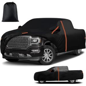 Waterproof Truck Cover Custom Fit for GMC Sierra/Chevrolet Silverado 1500/2500/3500 Crew Cab Short Box 58All Weather Pickup Truck Cover, Snow Rain Dust Car Cover, Sun UV Protection