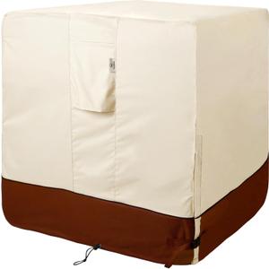 Air Conditioner Cover for Outside Units-Heavy Duty 600D AC Cover for Outside Unit Waterproof & Resistant AC Unit Covers Outdoor Central Square (Honey & Mocha, 38x38x40 inches)