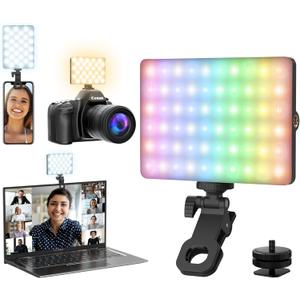 RGB Selfie Light for Phone - 90 LED 360 Full Color, CRI 95+ Dimmable 2500K-8500K, 3000mAh Video Light for iPhone iPad Laptop, Makeup, Vlog, TikTok, Video Conference