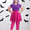 Mepase 3 Pcs Halloween Witch Mad Madam Costume Accessories Wizard Duel Cosplay Include Half Length Skirt Purple Short Wig and Sock for Women Animated Movie Cosplay