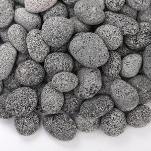 SOUJOY 10lbs Lava Rocks for Fire Pit, 1''-2'' Black Tumbled Natural Lava Stones, Smooth Lava Pebbles for Natural Gas, Fireplace, Propane, Wood, Electrical Firepits & Grills