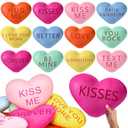 Menkxi 12 Pcs Valentine's Day Plush Throw Pillow Conversation Heart Pillow Galentine Love Heart Stuffed Toy for Living Room Car Valentine's Day Gifts Supplies Decoration(11 Inch)