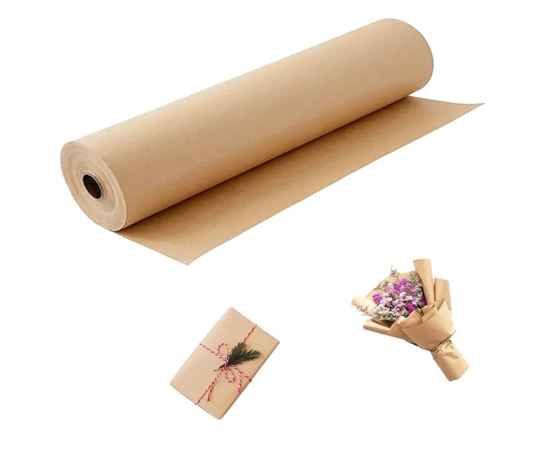 Brown Wrapping Paper Roll 30"x 1200" Craft Packing Paper for Moving Shipping, Gift Wrapping Paper, Bulletin Board Paper, Kraft Paper for Table Covering Poster Paper