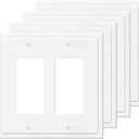 2-Gang Modern Edge Decorative Wall Plate Cover Switch Outlet Double Decorator Electrical Faceplate for Light Switches, Smart Switch, GFC, ReceptacleI, Dimmers, USB Outlet (4 Pack, Double Decorator)