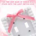 DoubleFill 4 Pcs Pink Bow Light Switch Covers Cute Pink Bow Outlet Covers 3D Decor Duplex Receptacle Wall Plates Preppy Room Decor for Women(4.5 X 4.5,Square)