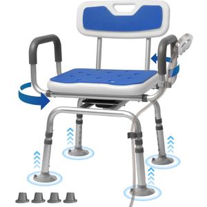 360 Swivel Shower Chair for Inside Shower, Rotating Shower Chair, Swiveling Shower Chair for Elderly and Disabled with Cold-Proof Pads, Support 400lbs,Tools-Free Assemble